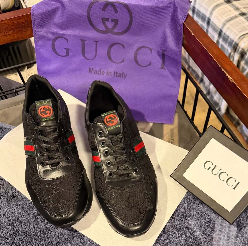 Gucci GG Canvas Web Sneakers Black Leather